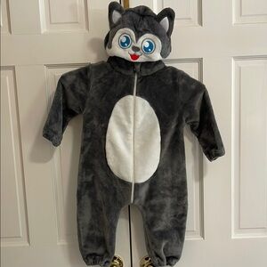 Michley Kids Gray White Cat Plush Animal Costume Size 90 (6-12 mths)